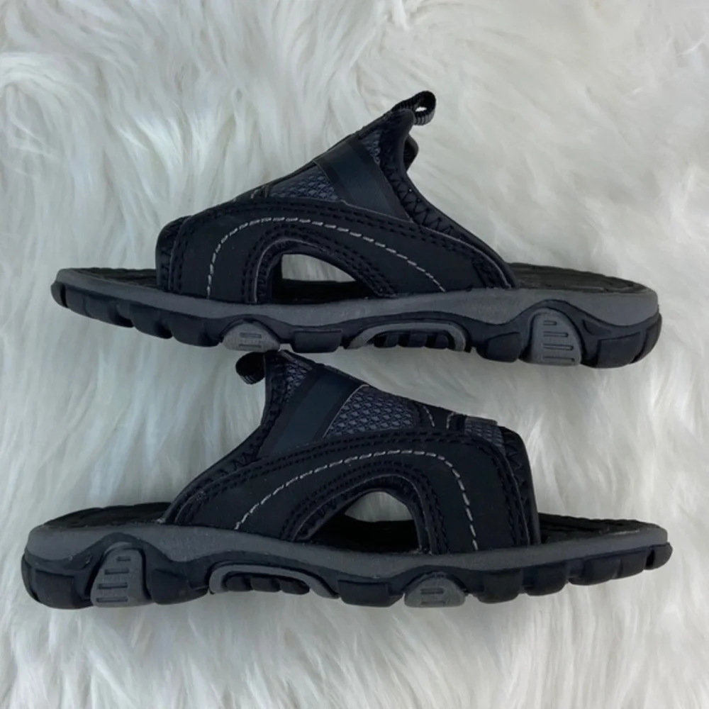 Falls Creek Mason Slide Sandals Boys Size 12M Gray and Black